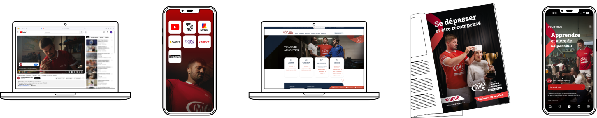 Campagne CMA déclinée sur ordinateur, mobile et print