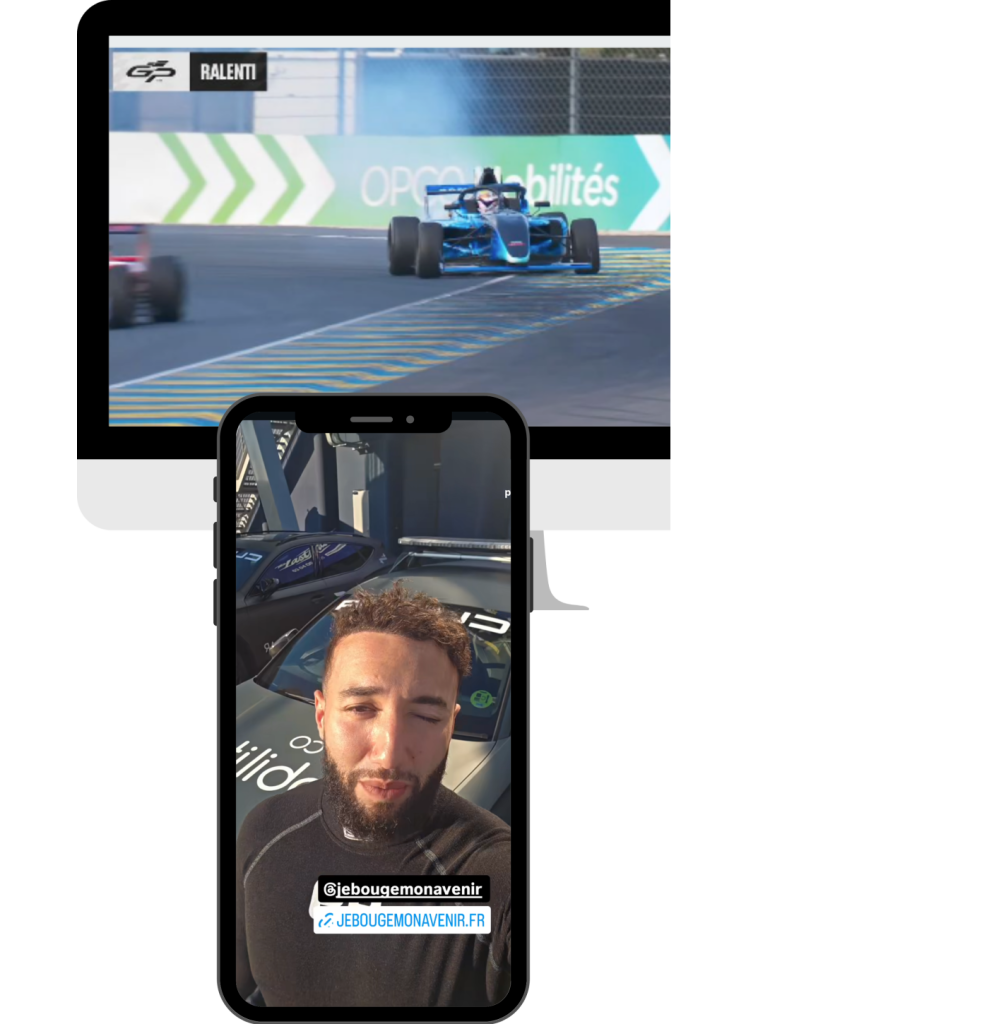 GP Explorer sur écran et Billy sur mobile